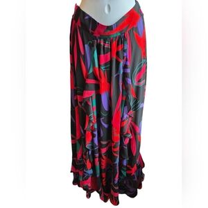 Akira Red Black Floral Midi Skirt Size Large